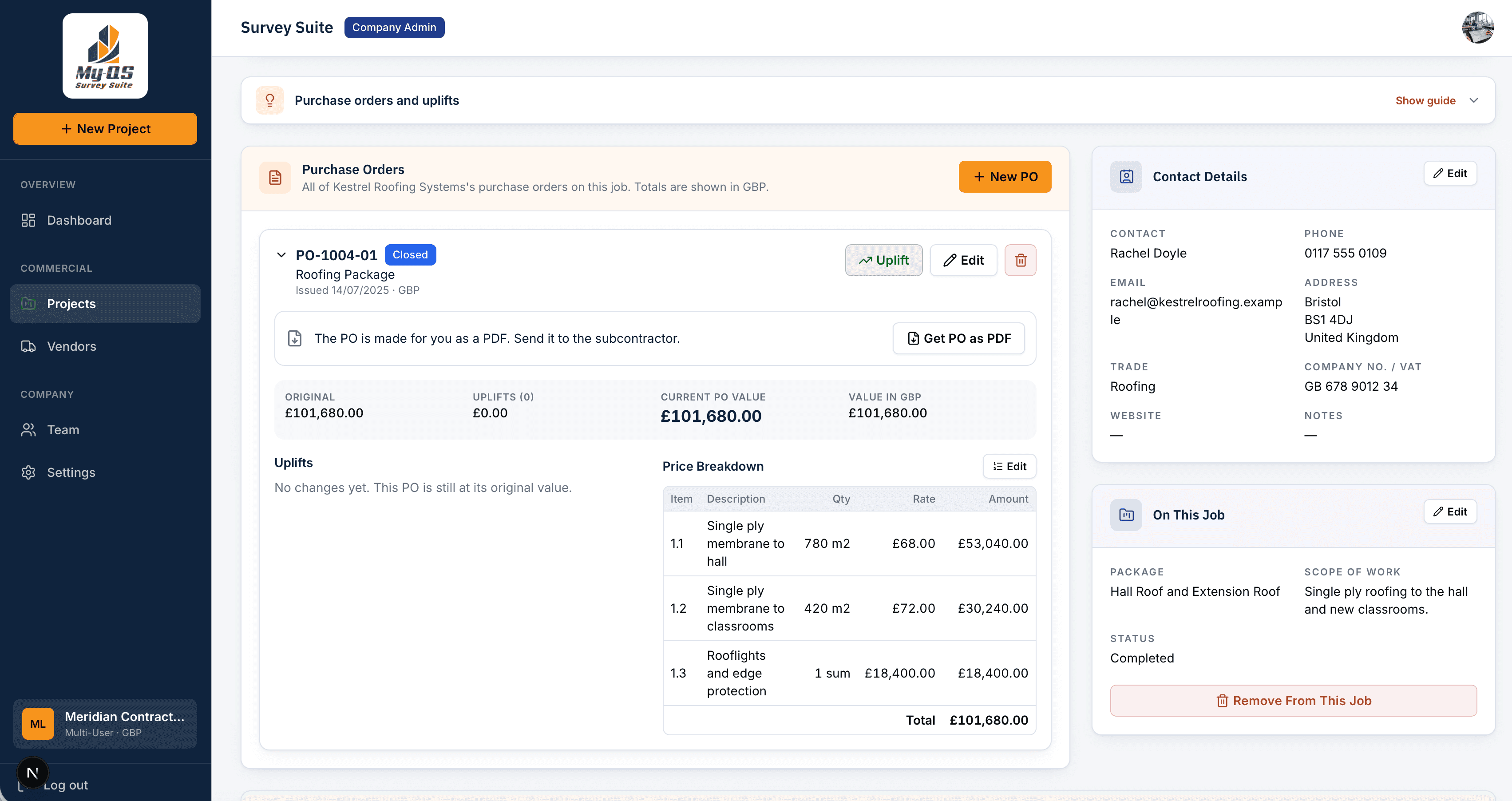 Survey Suite: Purchase orders