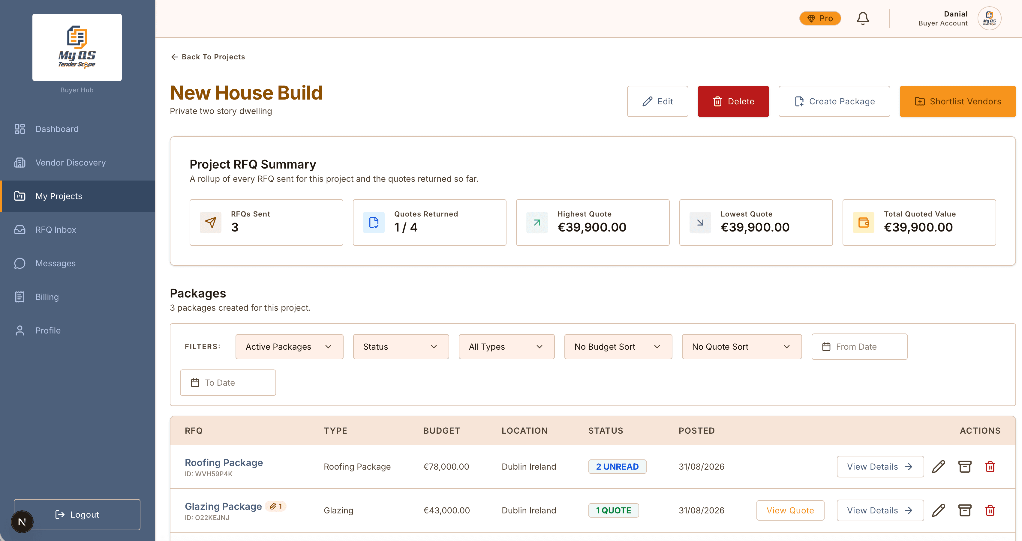 Tender Scope: Compare prices
