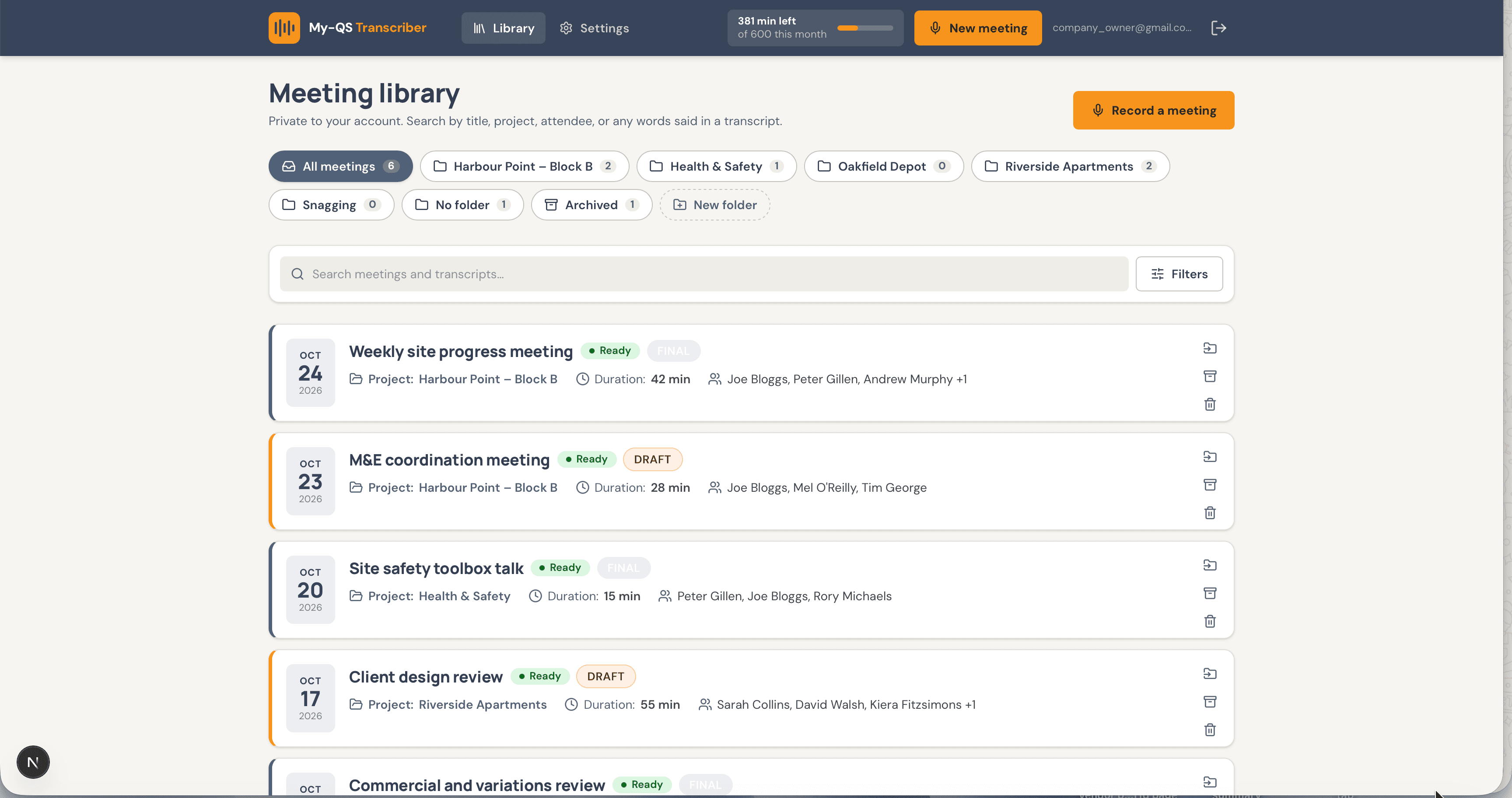 AI Meeting Transcriber: Library