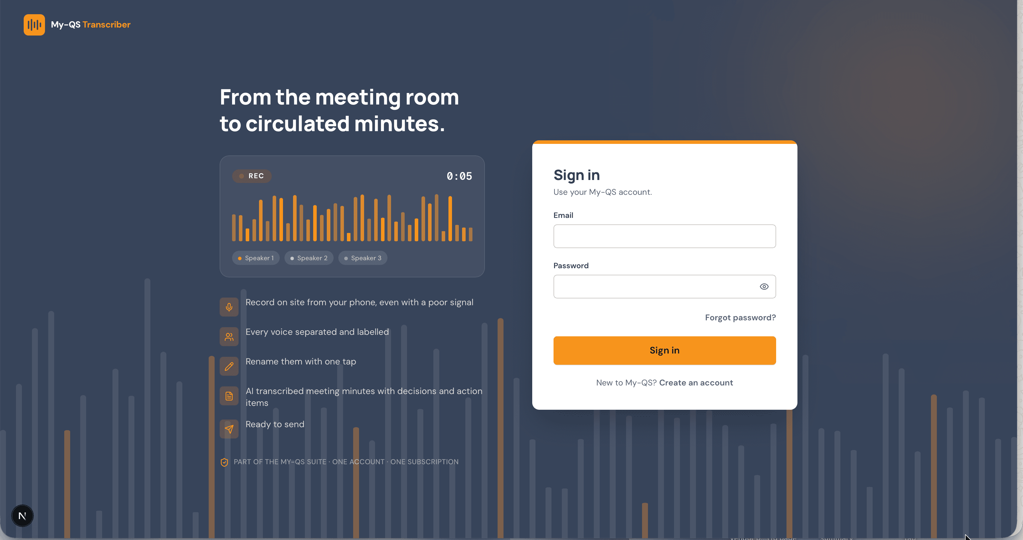 AI Meeting Transcriber: Sign in